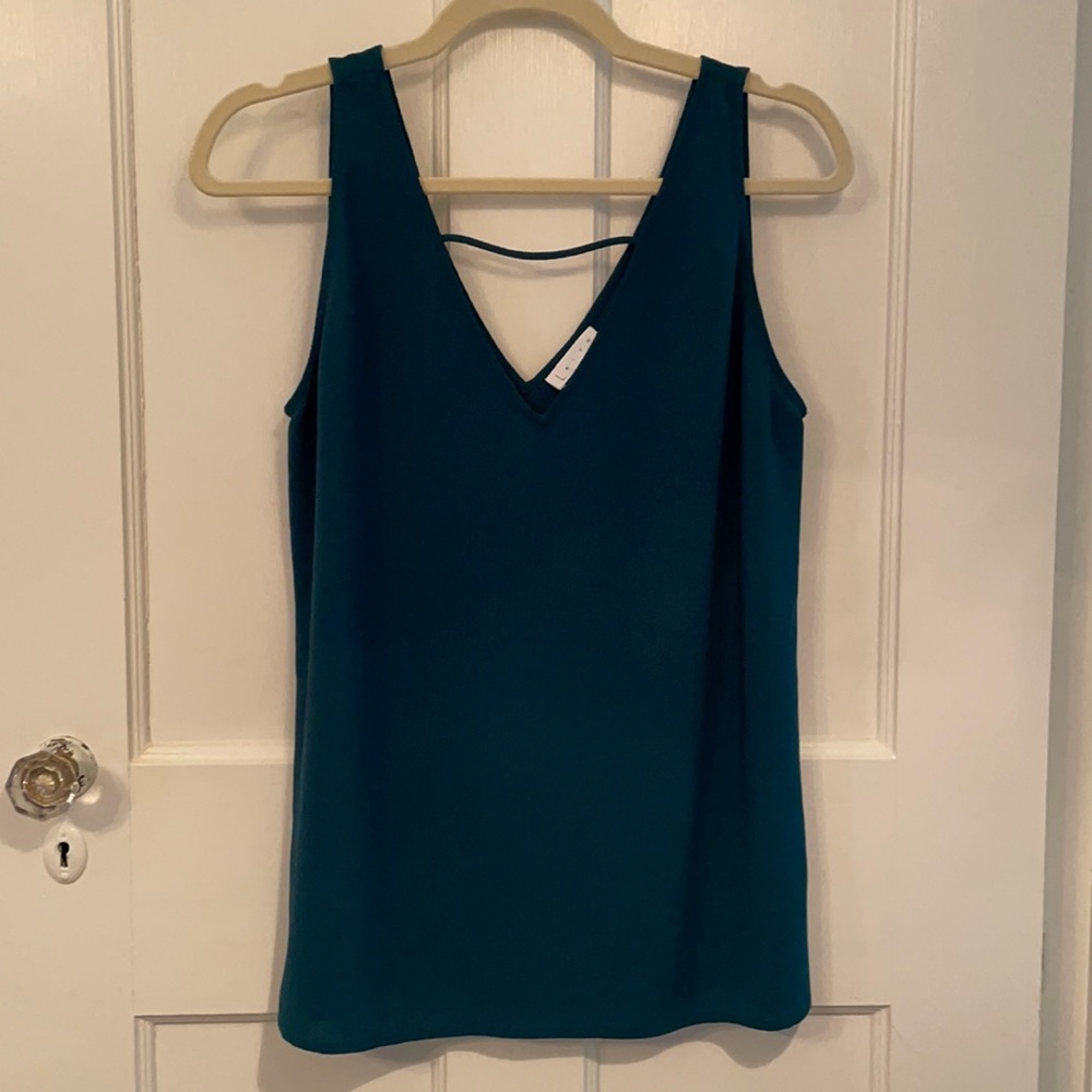 LEITH EMERALD GREEN V NECK  TANK TOP SIZE SMALL